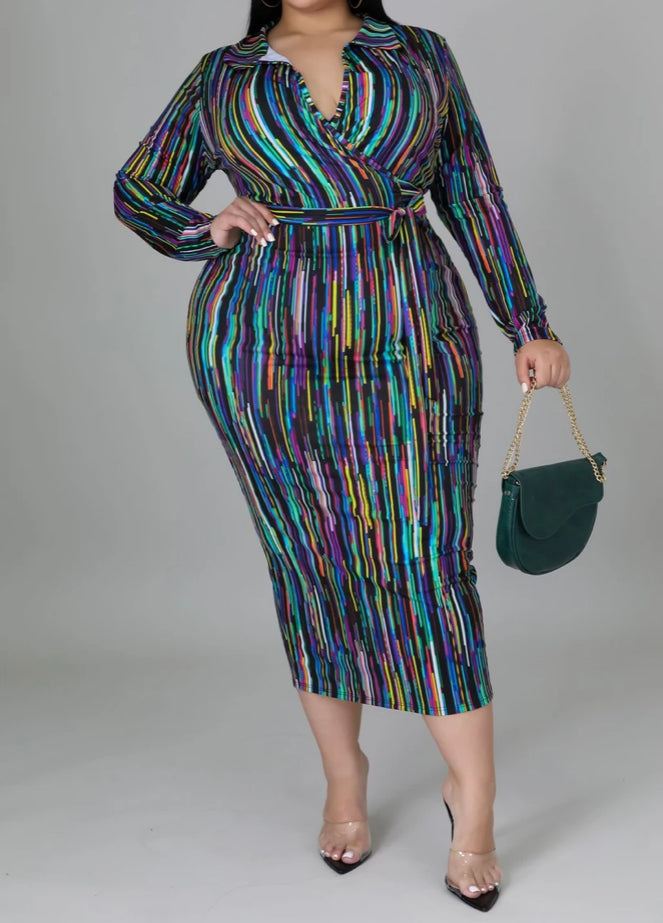 “Sade” Striped Bodycon Dress