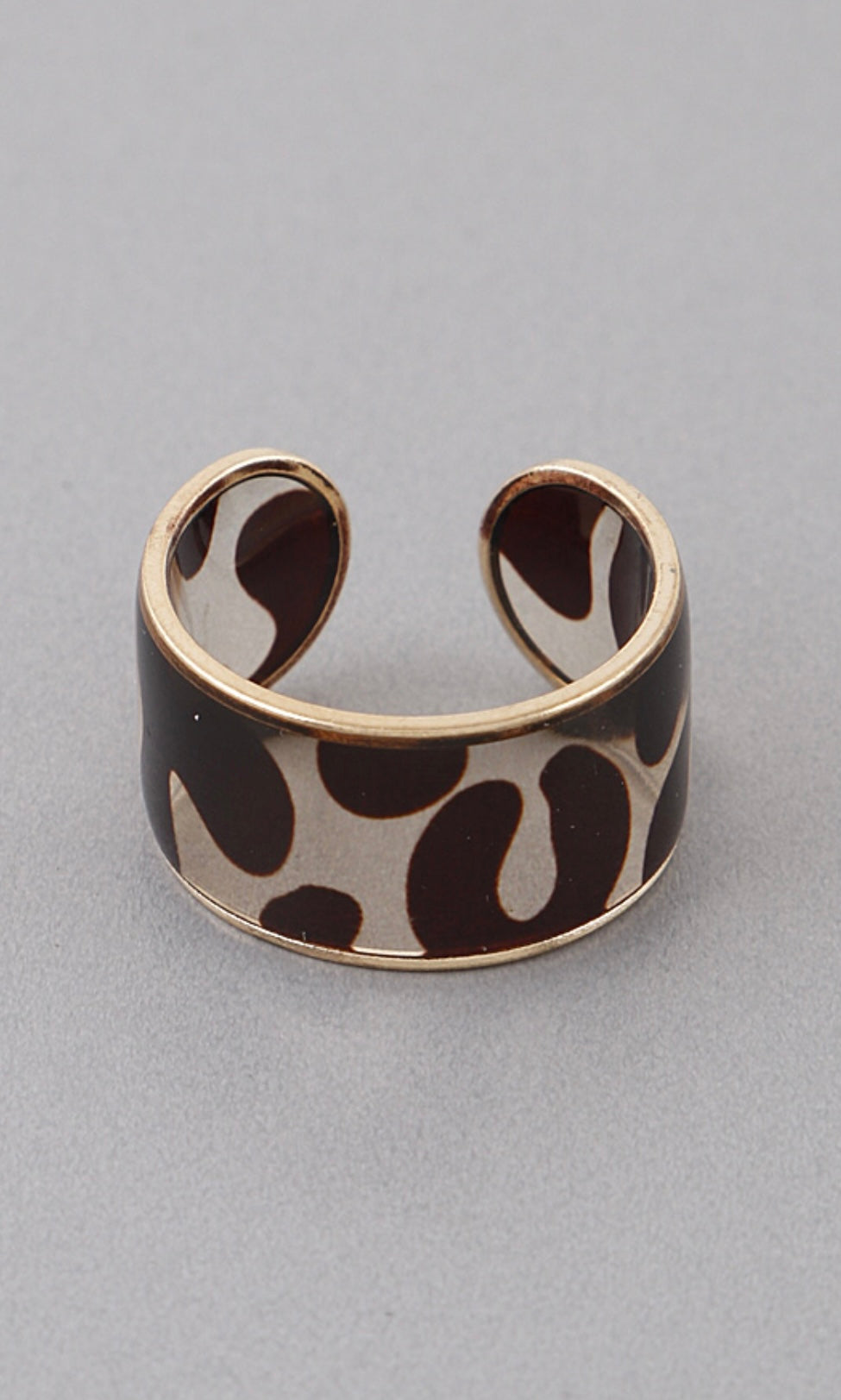 Tré Animal Print Enamel Ring- Clear