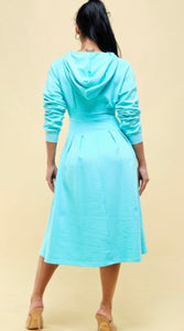 “Veda” Skater Dress with Hood-Mint