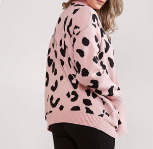 “Cindy” Animal Print Cardigan- Pink