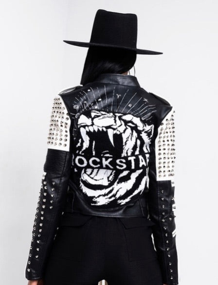 “Ryanna” Rockstar Vegan Leather Jacket