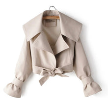 Load image into Gallery viewer, “Mia” Cropped Vegan Leather Jacket- Sand
