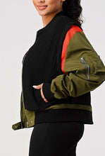 Load image into Gallery viewer, “Jessie” Mixed Media Bomber Jacket
