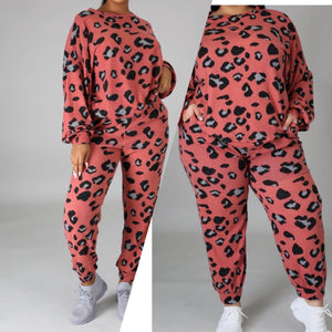 “Jazz” Pink Leopard Sweatsuit Set