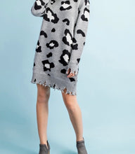 Load image into Gallery viewer, “Sarah” Grey Leopard Sweater Dress
