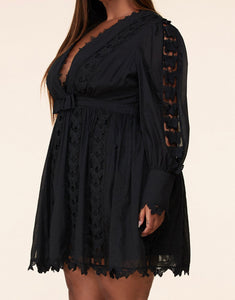 “Kai” Black Butterfly Lace Dress