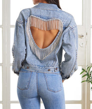 Load image into Gallery viewer, “Irene” Icy Heart Denim Jacket
