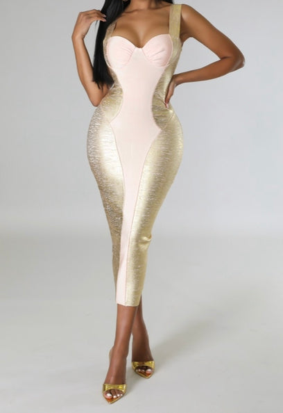 “Angela” Metallic Bodycon