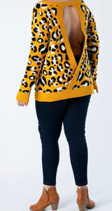 “Ty” Open Back Curvy Leopard Sweater