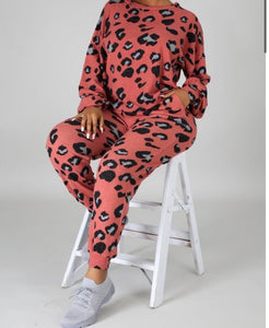 “Jazz” Pink Leopard Sweatsuit Set