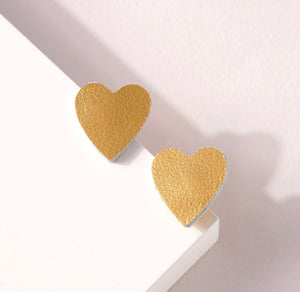 Leather Heart Stud Earrings