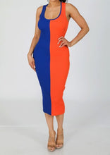 Load image into Gallery viewer, “Amaris” Colorblock Dress- Blue &amp; Orange
