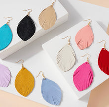 Load image into Gallery viewer, “Lizza” Leatherette Feather Earrings
