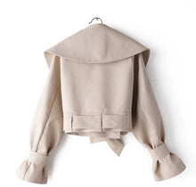 Load image into Gallery viewer, “Mia” Cropped Vegan Leather Jacket- Sand
