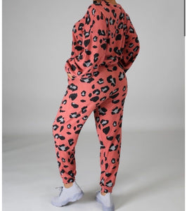 “Jazz” Pink Leopard Sweatsuit Set