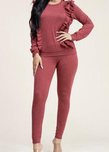 “Jess” 2 Piece jogger set- Burgundy