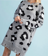 Load image into Gallery viewer, “Sarah” Grey Leopard Sweater Dress
