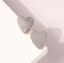 Load image into Gallery viewer, Leather Heart Stud Earrings
