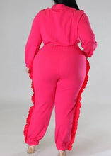 Load image into Gallery viewer, “Deja” Ruffle Track Suit-Pink
