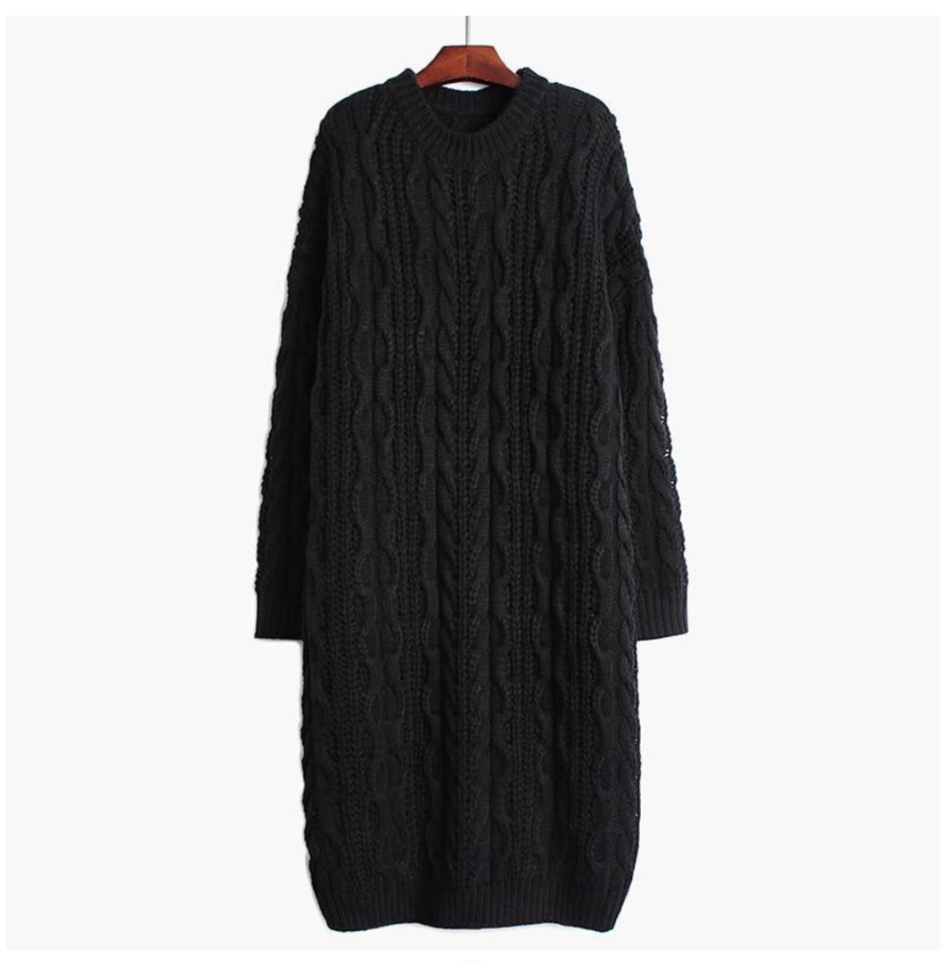 “April” Sweater Dress- Black