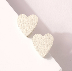 Leather Heart Stud Earrings