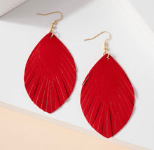 Load image into Gallery viewer, “Lizza” Leatherette Feather Earrings
