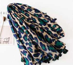 “Meilyn” Leopard Scarf- Green